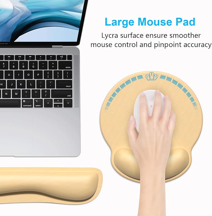 Dapesuom Keyboard Wrist Rest and Mouse Pad with Wrist Support, Cute Memory Foam Cushion for Keyboard and Mouse Set, Ergonomic Pad Rests with Non Slip Base for Easy Typing & Pain Relief, Navajo White - Image 4