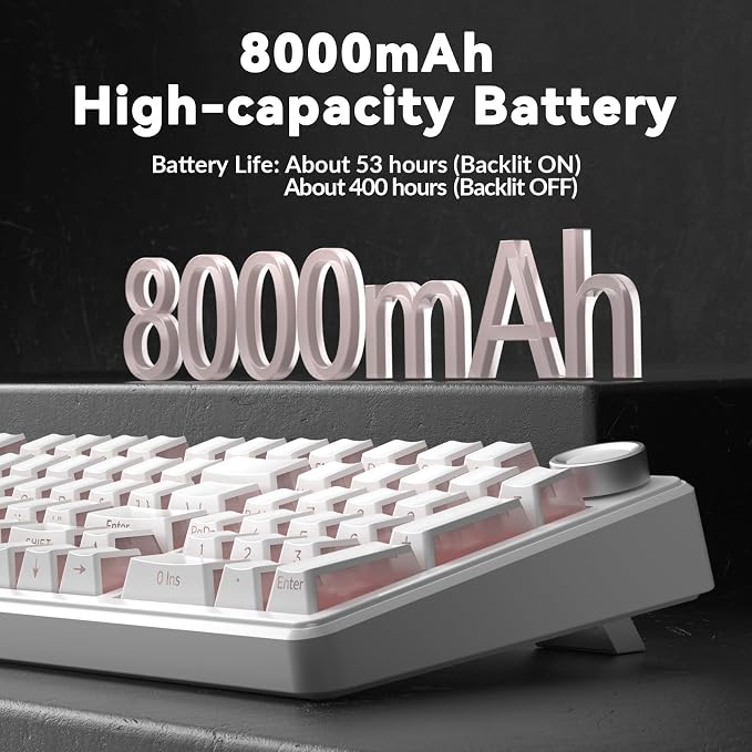AULA F99 Pro Wireless Mechanical Keyboard-Silent Version,BT5.0/2.4GHz/USB-C Hot Swappable Custom Keyboard,Gasket Structure,Pre-lubed Linear Switches RGB Backlit Computer Gaming Keyboards,White - Image 9