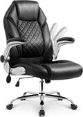 NEO CHAIR Ergonomic Office Chair, Executive Leather Chair, Lumbar Support | Executive Desk Chair with High Back, Flip-Up Arms and Wide Seat, Comfortable Gaming Chair for Home Office, Black by NEOCHAIR