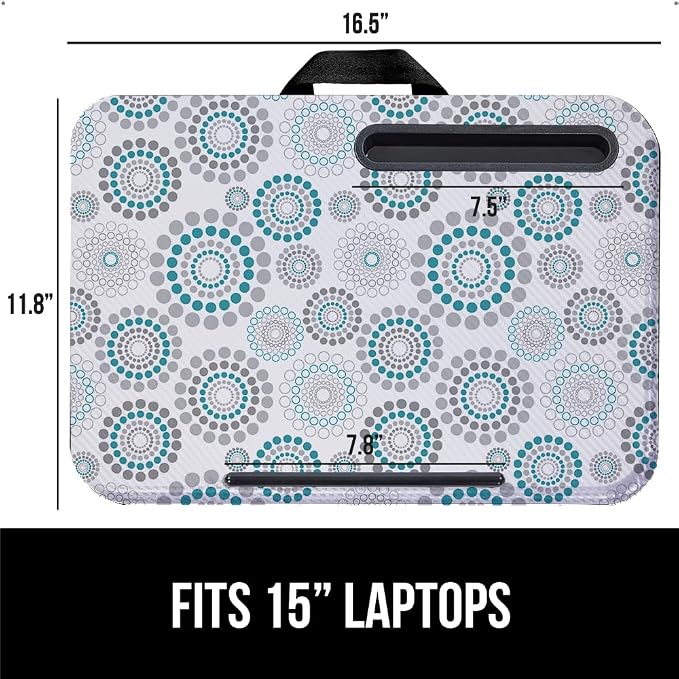 GORILLA GRIP Laptop Lap Desk with Phone Holder, Pillow Cushion Desks Fit Laptops up to 15.6", Tray Ledge Keep Computers in Place, Portable Travel Workstation Essentials for Home, Dorm, Spiral Pattern - Image 4