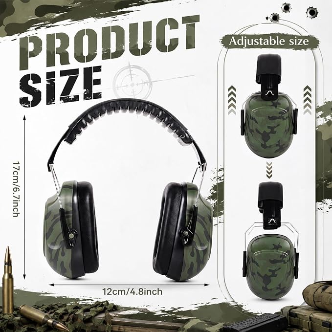 12 Pcs Kids Noise Cancelling Headphones Ear Muffs Camo Style | Ear Protection for Kids Adults 27dB Noise Reduction Hearing Earmuff for Autism Sensory Relief Concerts Fireworks Studying - Image 2