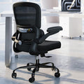 TRALT Ergonomic Office Chair Desk Chair with Adjustable Lumbar Support | Desk Chair Comfy with Flip-up Armrests Ergonomic Chair - Mesh Computer Chairs for Adults, 330lbs, PU Leather (Black, 1) by TRALT