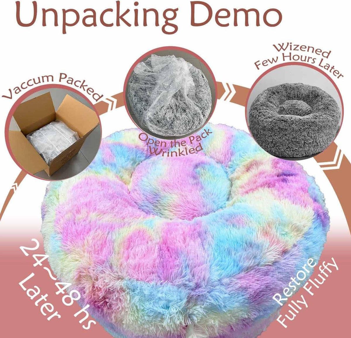 Plush Faux Fur Bean Bag Chairs, Memory Foam Filled Sofa Chair Shape Bean Bag for Adults/Teens/Kids, Ultra-Soft Lazy Sofa for Living Room Bedroom College Dorm, Rainbow - Image 5