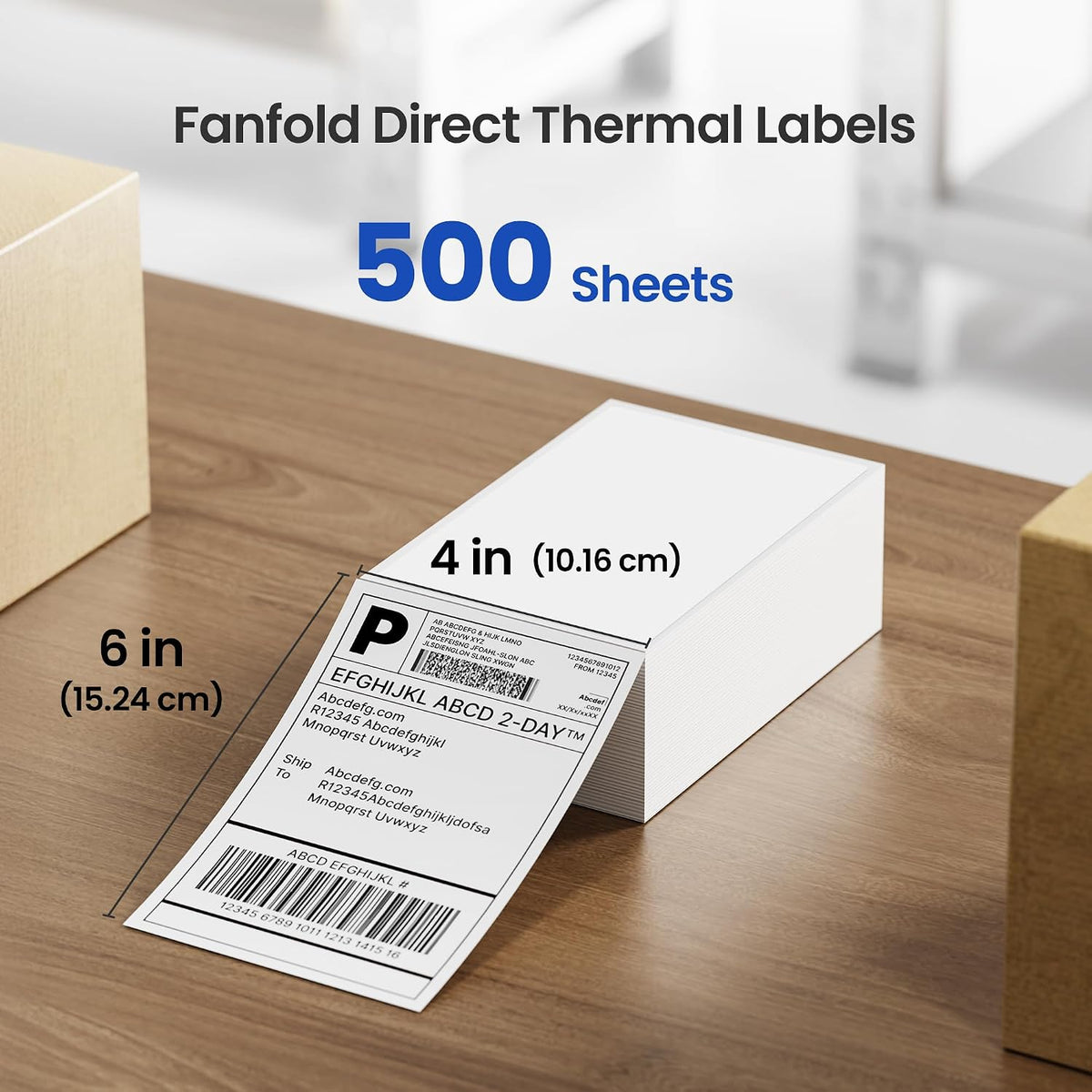 4x6 Thermal Labels, Pack of 500 Fanfold Shipping Labels for Printer - Image 2
