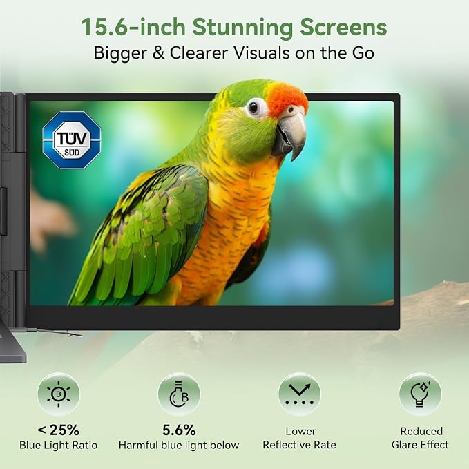 Blackview DCM8 Triple Laptop Screen Extender,15.6" 1080P FHD IPS Portable External Screen,Two Cable USB C Travel for 14-17'' Laptop,Plug & Play Compatible with Windows/Mac/Chrome OS/Mobile Devices - Image 3