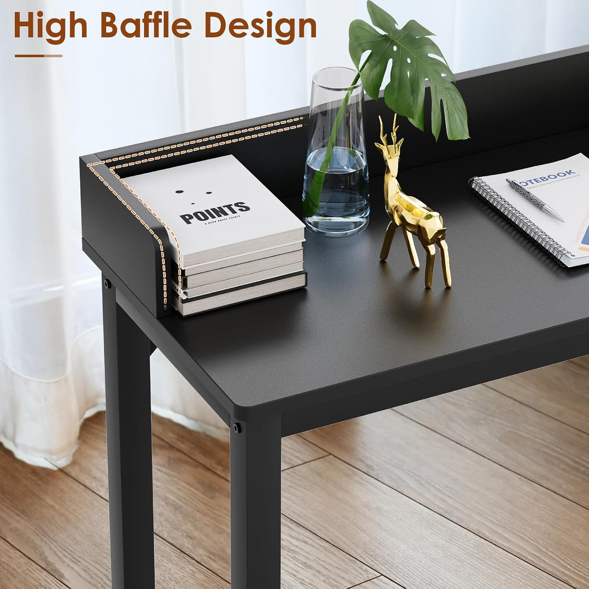 Overbed Table with 360° Wheels, Queen Size Mobile Bed Desk, Black - Image 5