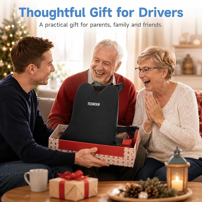 Teemour Lumbar Support Pillow for Car Seat, Memory Foam Back Support Pillow with Adjustable Straps, Medium Soft Car Back Cushion for Driving, Truck, SUV, Office Chair, Black - Image 7