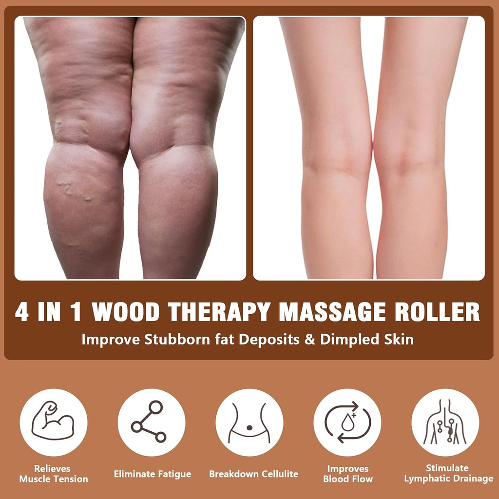 Wood Therapy Massage Tools, 4 in 1 Lymphatic Drainage Massager Body Sculpting Tools, Professional Maderoterapia Kit Cellulite Massager for Body Contouring,Relief Muscle - Image 5