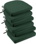 downluxe Indoor Chair Cushions for Dining Chairs, Soft and Comfortable Textured Foam Kitchen Chair Pads with Ties and Non-Slip Backing, 16" x 16" x 2", Dark Green, 6 Pack by Downluxe