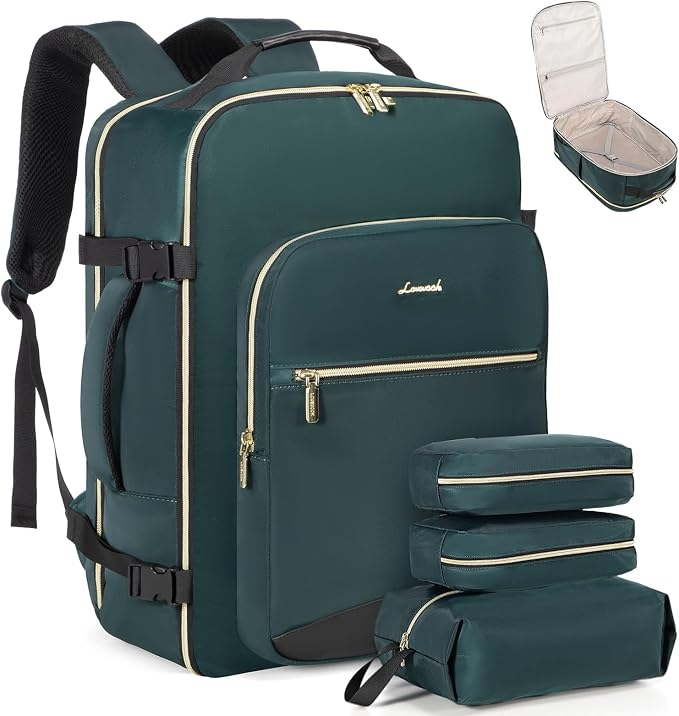 LOVEVOOK 40L Travel Backpack Flight Approved Carry on Backpack,3 Packing Cubes,Waterproof Personal Item Travel Bag,TSA Carry on Luggage Suitcase Travel Essentials,Gifts for Women & Men,fits 17" Laptop by LOVEVOOK
