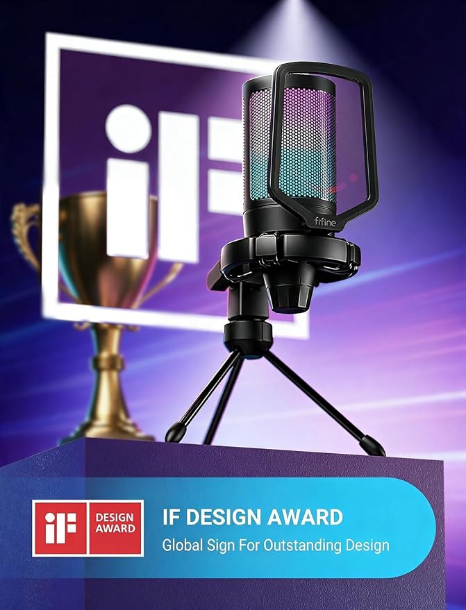 FIFINE AmpliGame A6V USB Gaming Microphone, Condenser RGB Mic for Streaming | Quick Mute, RGB, Gain Control, Tripod Stand, Pop Filter, Shock Mount, for PC/PS5 Discord Twitch Podcasts Videos YouTube - Image 2