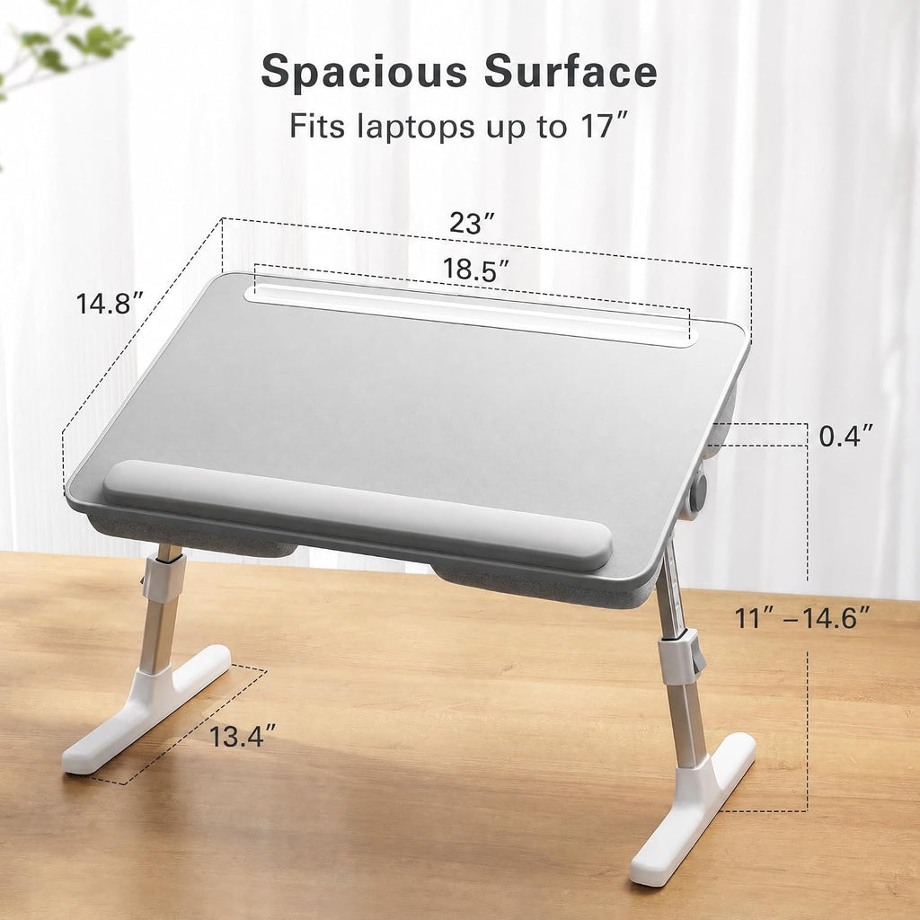 HUANUO Laptop Bed Lap Desk with Adjustable Height and 35° Tilt, Grey - Image 2