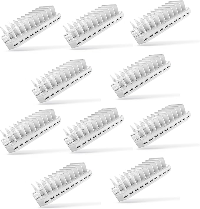 【10PCS】 Unitek 10-Port Charging Station, Fast Charger Dock for Multi-Device | Multi Charging Dock Smart IC Tech Adjustable Dividers USB Type A Fast Charging Stand for iPad, Tablet, Kindle, iPhone, Family - Image 3
