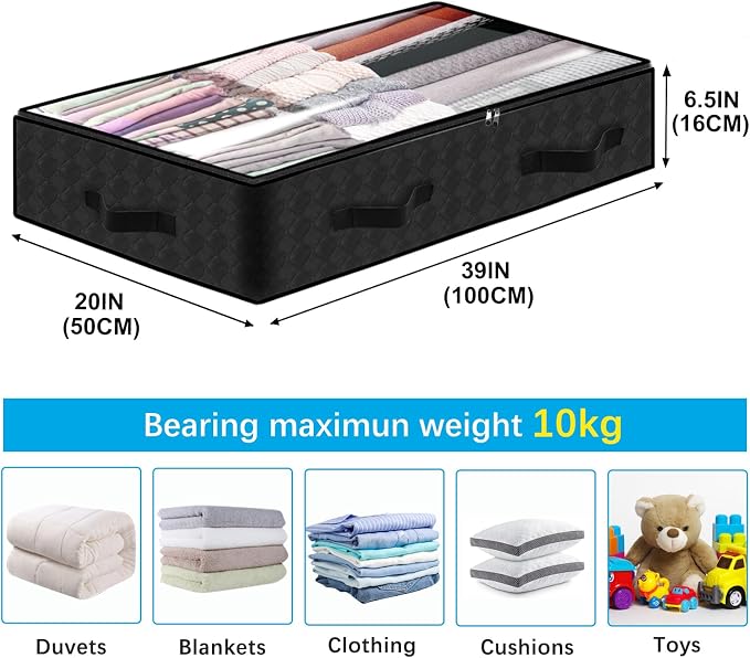 BiCINE 90L Under Bed Storage Containers, 8 Pack Foldable Closet Organizers and Storage Bins with Lid Clothes Underbed Storage Bags for Wrapping Paper, Blanket, Comforter, Towels, Sweaters, Pillows - Image 5