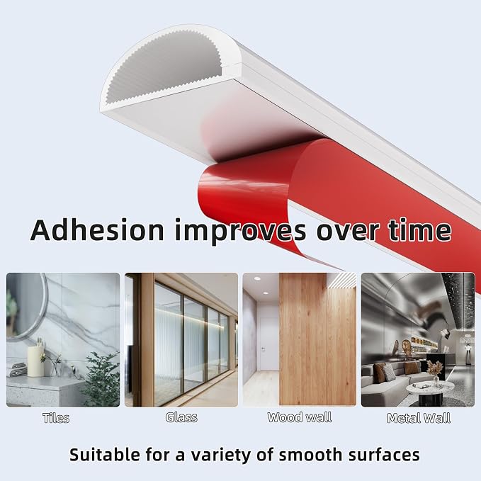 78"Flexible Cord Hider for 2-3 Cables,Side-Open Cord Cover for Wire on Wall | Self Adhesive Cable Concealer for Wall Mounted TV,Silicone Cord Raceway for Home Office Hide Wires,W 1.08"× H 0.6",White - Image 9