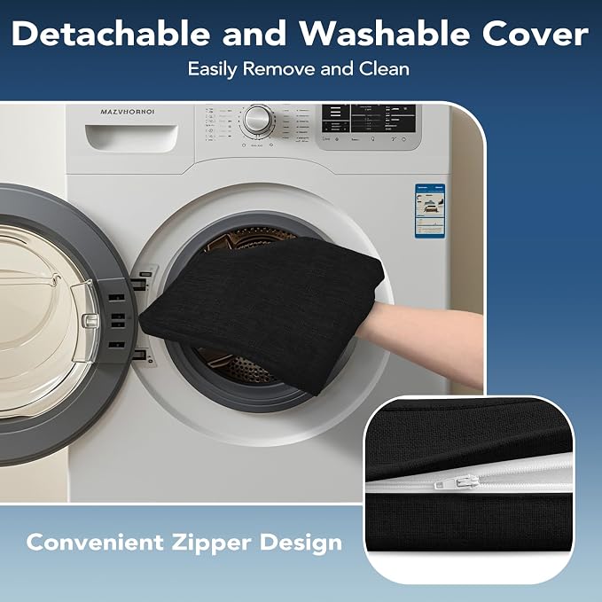 Chair Cushions for Dining Chairs, Non Slip Chair Pads with Ties and Washable Covers, Memory Foam Kitchen Chair Cushions Set of 4, 16"X16"X2.5", Black - Image 4
