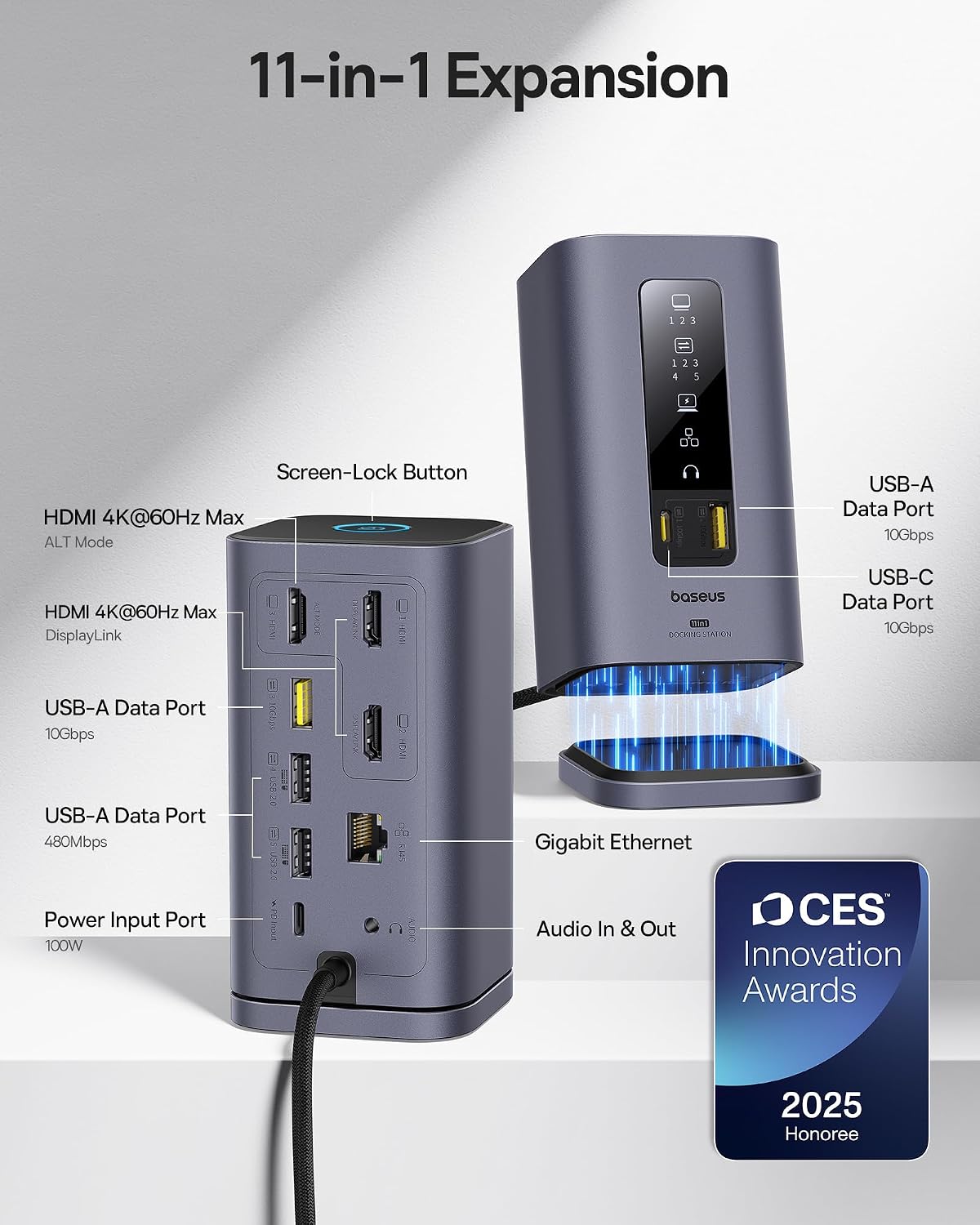 Baseus Spacemate Docking Station 11-in-1 with Triple Display for Mac - Image 3