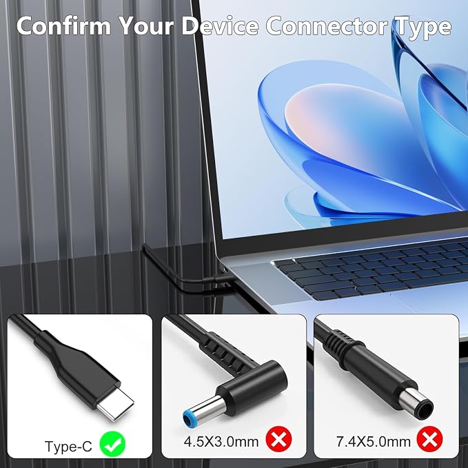 Universal 65W 45W USB C Laptop Charger Compatible with HP Chromebook | for HP/Lenovo/Asus, Chromebook Charger, Laptop Charger Type C, Fast Charging, Power Adapter Supply Cord - Image 4