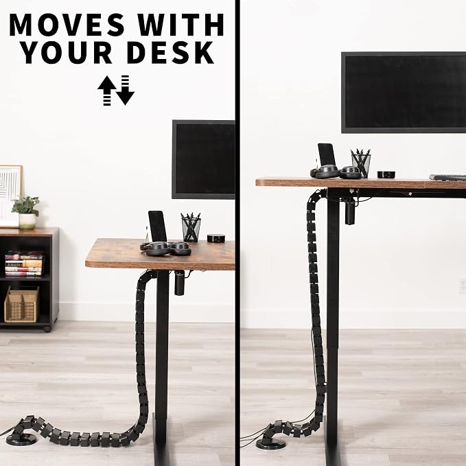 VIVO Standing Desk Vertebrae Magnetic Cable Management Kit, Adjustable Quad Entry Flexible Spine Wire Organizer Cord Snake for Home Office, Black, DESK-AC01M - Image 5
