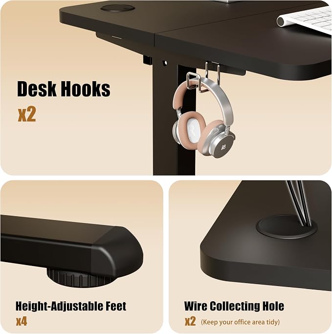 Small Standing Desk, 32"x24" Height Adjustable Sit-Stand Office, Black | Electric Adjustable Standing Desk, Sit to Stand Computer Office Desk with Splice Board, Memory Preset, Lifts 28.7''-46.5" - Image 8