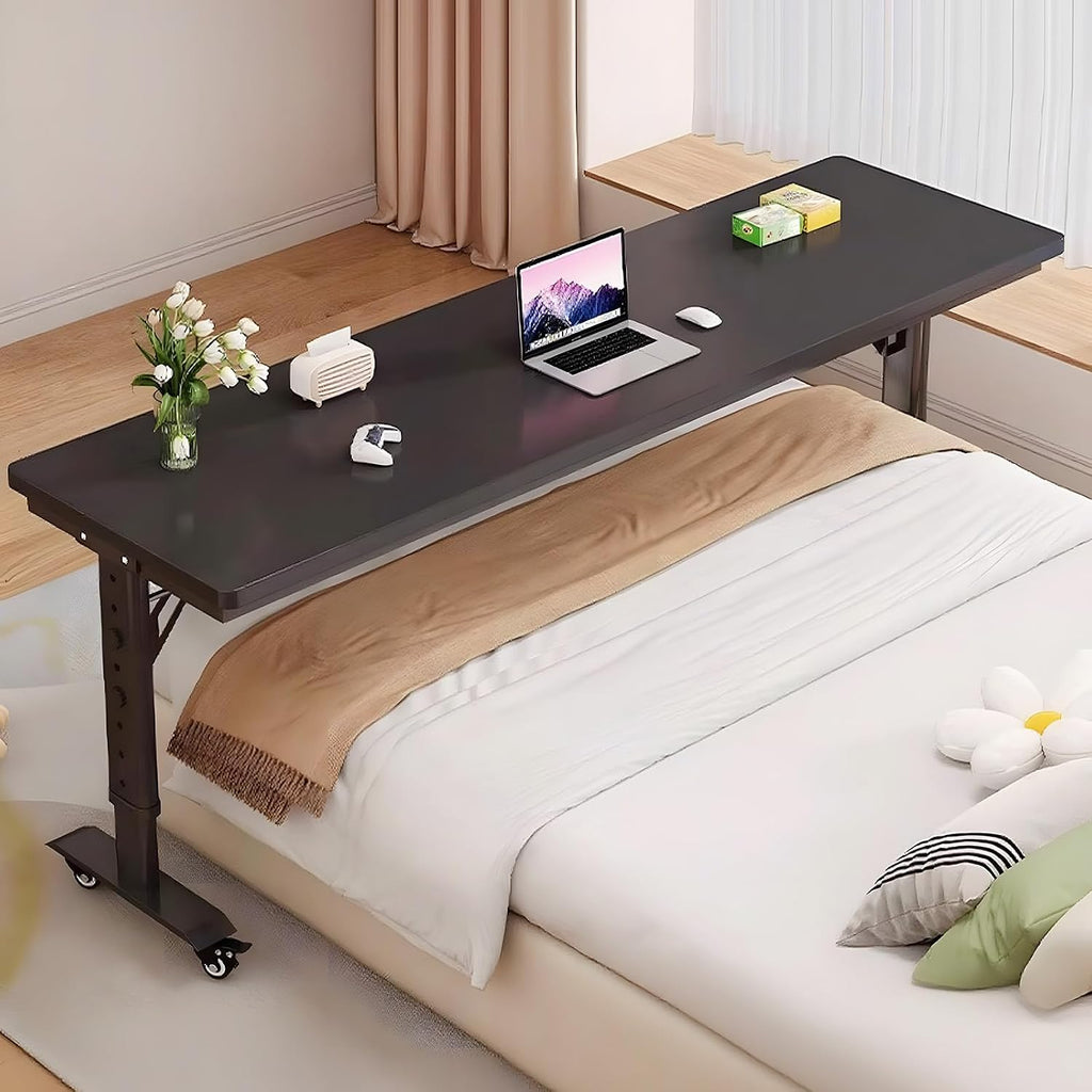 70.8" Overbed Table with Wheels for Full Beds, Height Adjustable by Quvex