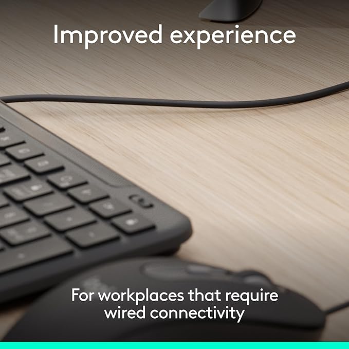 Logitech Signature Slim MK625 for Business Keyboard and Mouse - Graphite | Optical wired mouse, full-size keyboard, plug-and-play, compatible with Windows, Mac, Chrome, PC, laptops, for business - Image 2