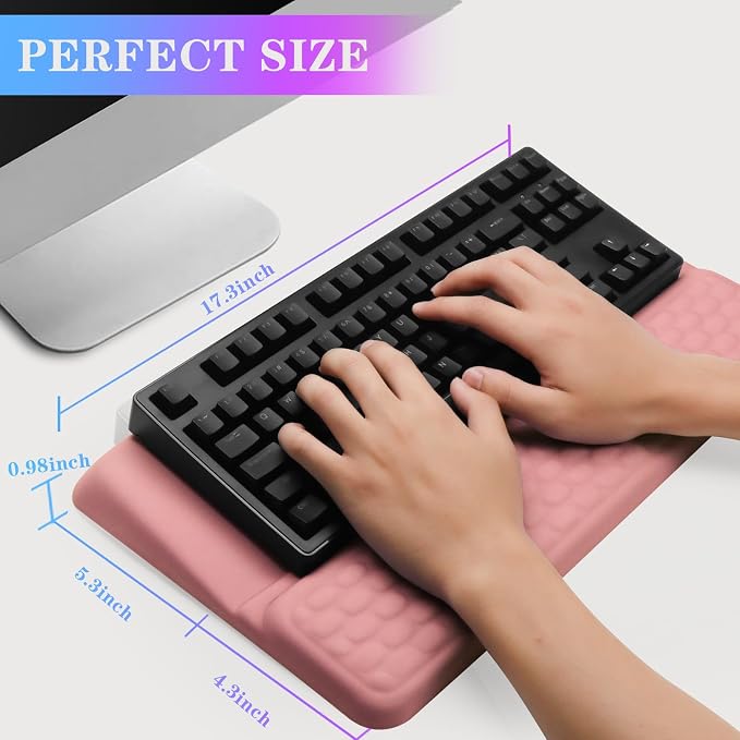 Computer Keyboard Stand with Wrist Rest, Ergonomic Tilted Keyboard Holder - Keyboard Riser with Wrist Pad - Keyboard Tray Support for Office Home - Pink - Image 6