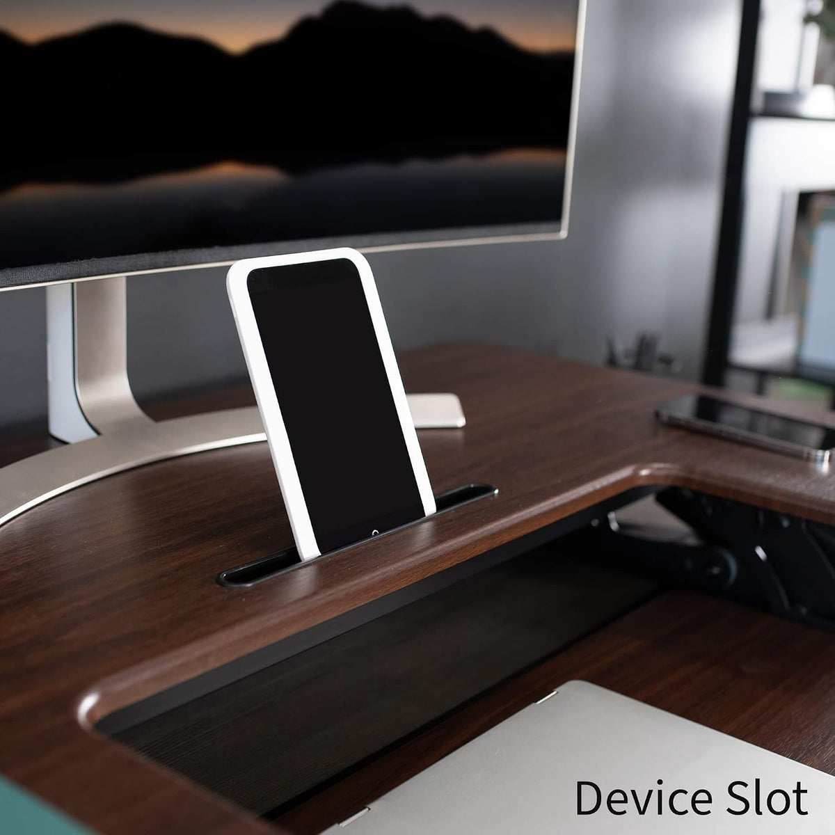 VIVO Dual Tier Standing Desk Converter, 36" Dark Walnut Top - Image 8