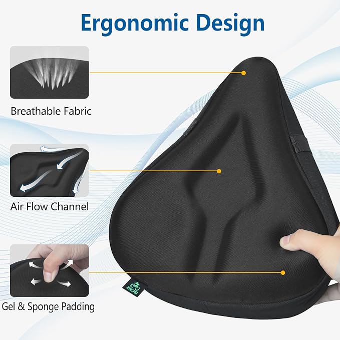 Zacro Bike Seat Cushion - Gel Padded Bike Seat Cover for Men Women Comfort, Extra Soft Exercise Bicycle Seat Compatible with Peloton, Outdoor & Indoor Bike Saddles - Image 3