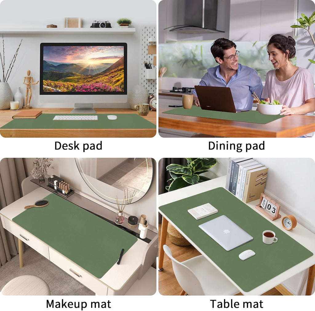 Green Desk Mat, Desk Matt for Desktop, Large Leather Desk Pad, Desk Pad Mat Waterproof, Computer Mat for Office/Home/Decor/Desk Protector(31.5 x 15.7 Inches) - Image 3