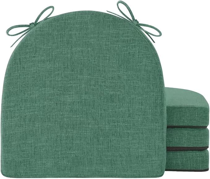 IPYNBAP Chair Cushions for Dining Chairs, Kitchen Chair Cushions, 16'' x 16'' x 2'', Non Slip Indoor Seat Cushions, Chair Pads for Dining Chairs with Ties & Removable Cover, Set of 4, Dark Green by IPYNBAP