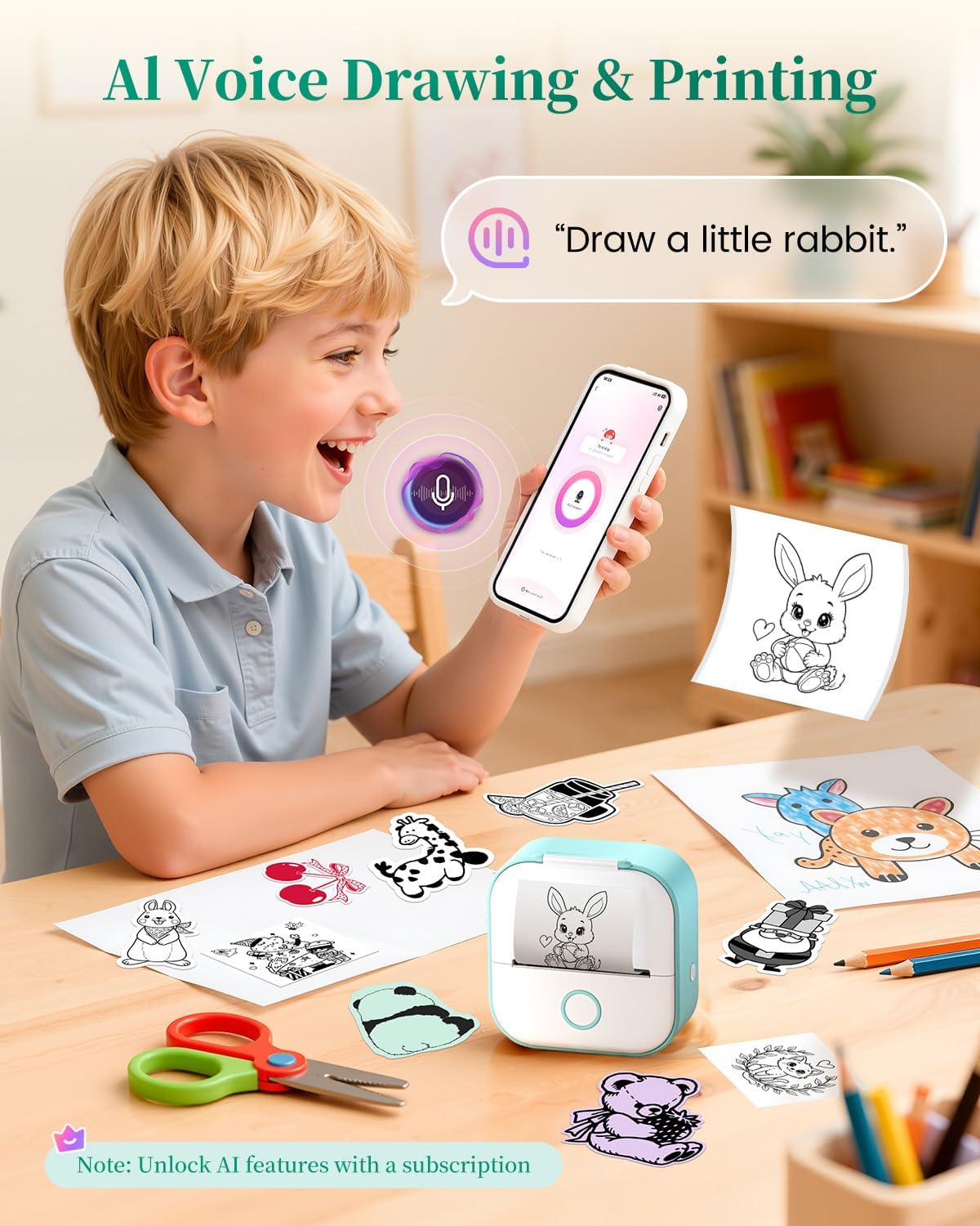 Mini Sticker Printer-T02 Mini Thermal Printer AI Sticker Maker with 600 Pcs - Image 3