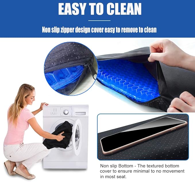 Gel Seat Cushion - 17x17 inch Extra Large Egg Seat Cushion Chair Pads with Non-Slip Cover for Sciatica & Back Pain - Office Chair Car Seat Cushion - Coccyx Cushion for Tailbone Pain - Image 6