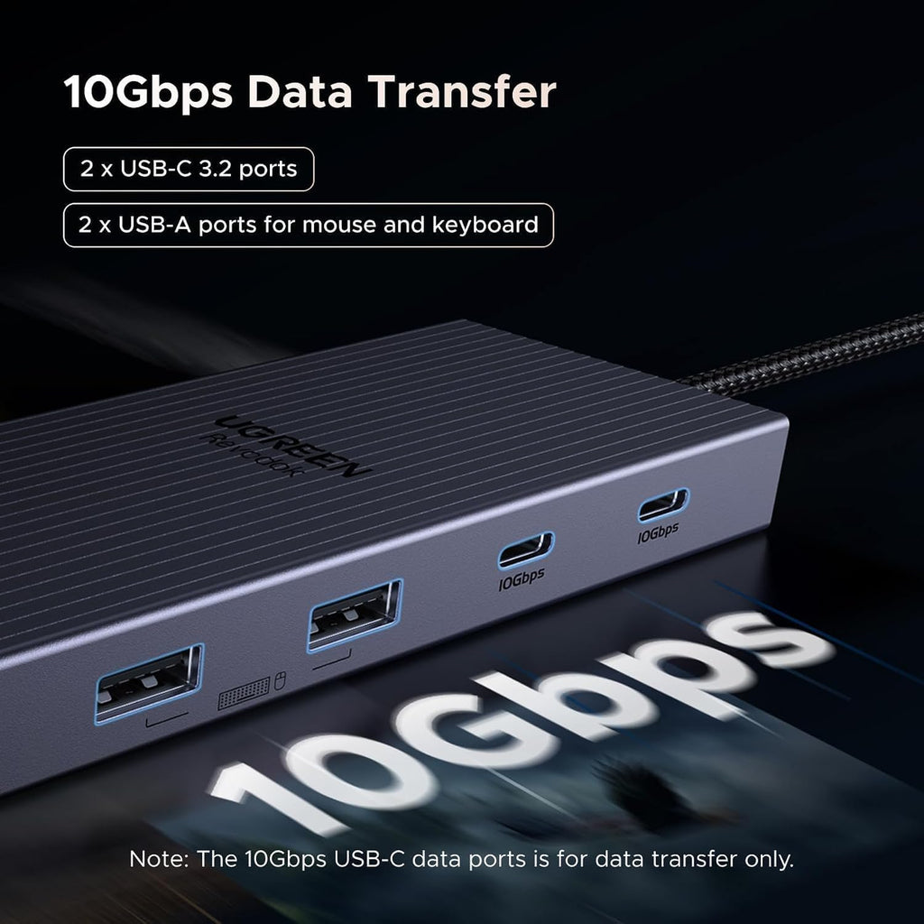 UGREEN USB C Docking Station Triple Monitor 4K, 12-in-1 Dock with 2xHDMI+DP - Image 5