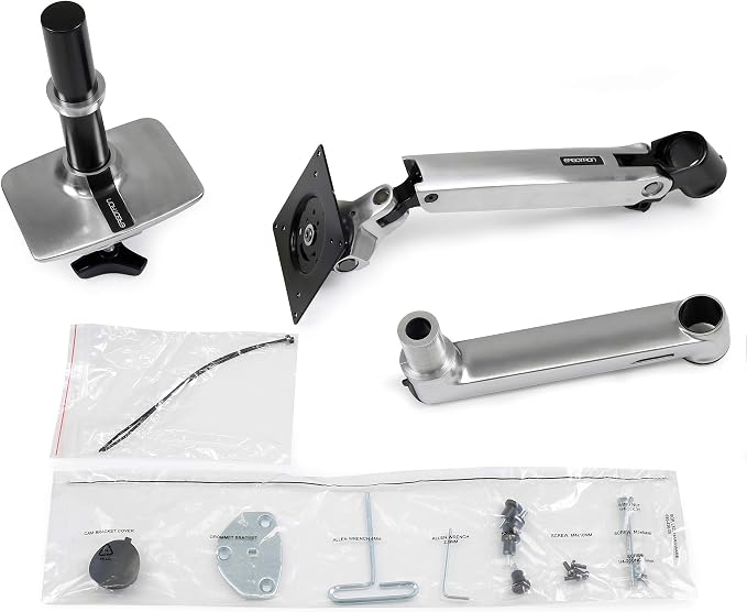 Ergotron – LX Monitor Arm, Single Monitor Desk Mount – fits Flat Curved Ultrawide Computer Monitors up to 34 Inches, 7 to 25 lbs, VESA 75x75mm or 100x100mm – Polished Aluminum - Image 9