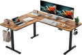 YIHAYO L Shaped Standing Desk Adjustable Height, 63 x 55 Inches Electric Corner Standing Desk with Splice Board, Computer Desk for Home Office, Rustic Brown by YIHAYO