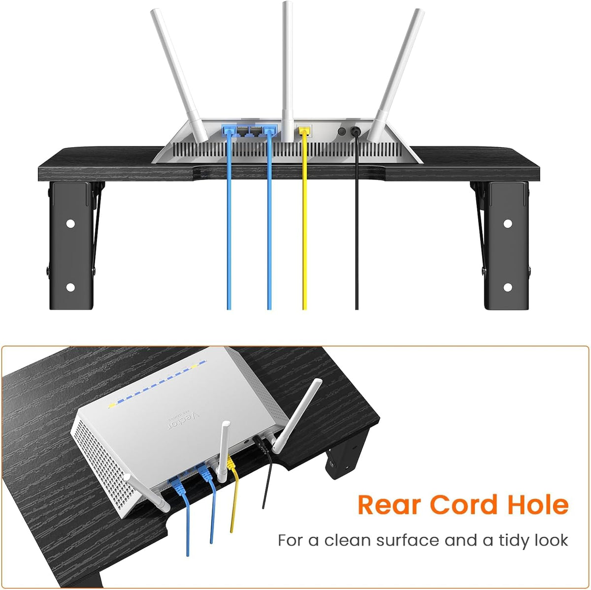 Floating Entertainment Shelf, Folding Projector Shelf, Black - Image 4
