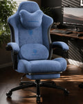 Dowinx Gaming Chair with Heated Massage Lumbar Support,Big and Tall Fabric Gaming Chairs for Adults with Footrest, Ergonomic Computer Game Chair with Poket Spring Cushions, 350lbs, Blue by Dowinx