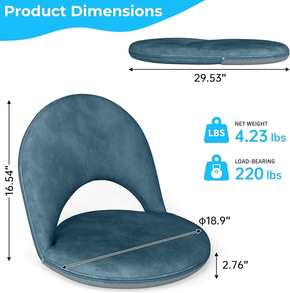2Pcs Floor Chair with Adjustable Back Support for Kids and Adults - Image 2