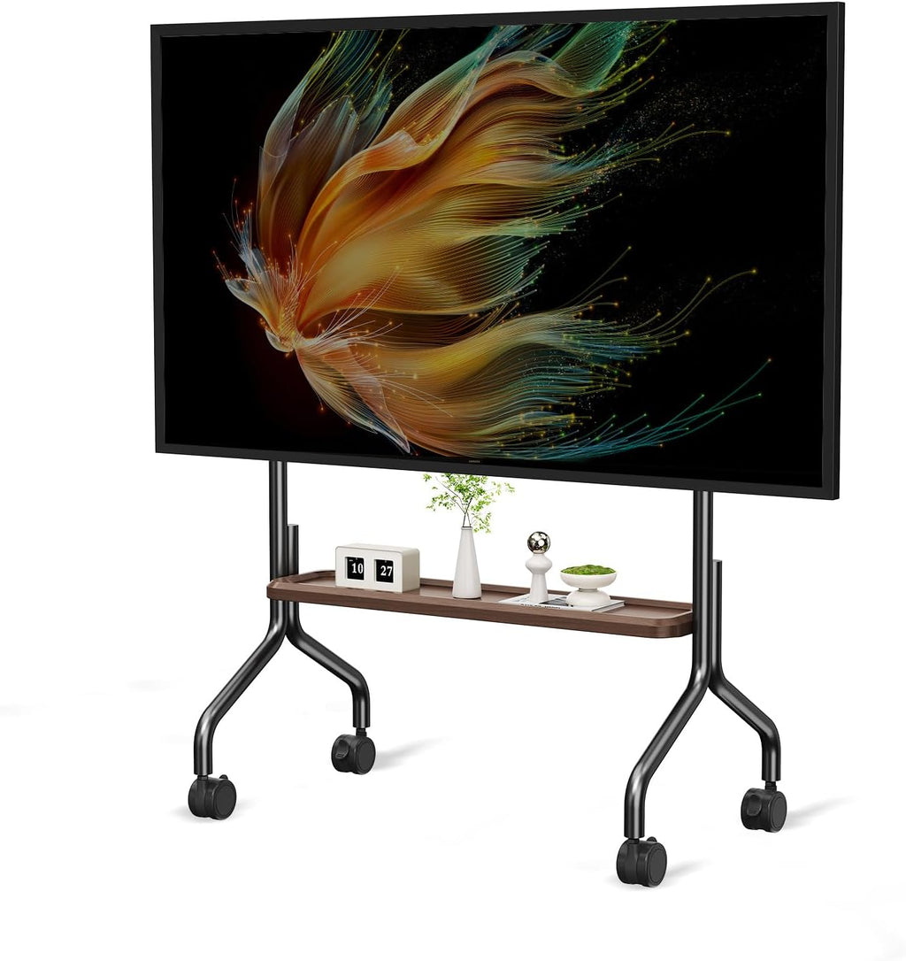 Easel Rolling TV Stand on Wheels for 32-75 Inch TVs with Storage Shelves by sythdio