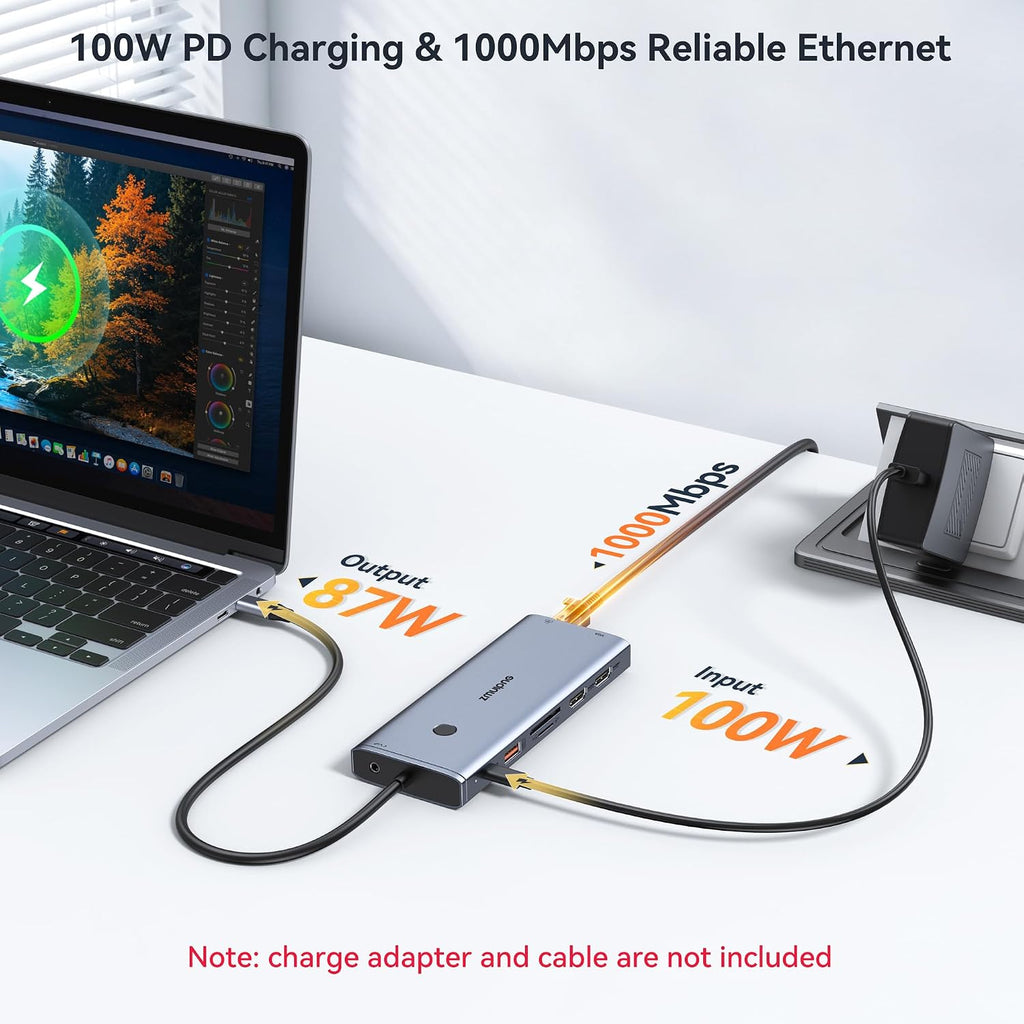 USB C Docking Station Dual Monitor HDMI for Dell HP, Laptop Docking Station USB Type C Hub Multiport Adapter Dongle Thunderbolt 3 USB-C to 2 HDMI,Ethernet,VGA,4 USB,PD,SD/TF,Audio for Lenovo,Surface - Image 6
