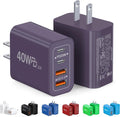 [2-Pack] 40W USB C Charger Block, 4-Port Type C Fast Charging Brick Dual PD&QC Wall Plug Adapter Power Brick for iPhone 13/14/15/16/17 Pro Max Plus/iPad/Airpods/iwatch/Samsung Galaxy (Purple) by CSODINCE