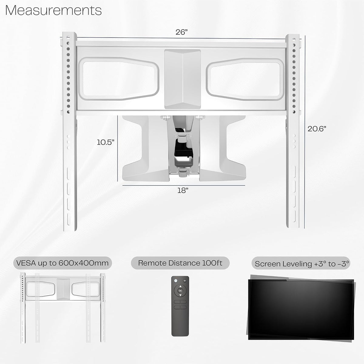 VIVO White Motorized TV Wall Mount for 37-70 in Screens, MOUNT-E-M070R-W - Image 3