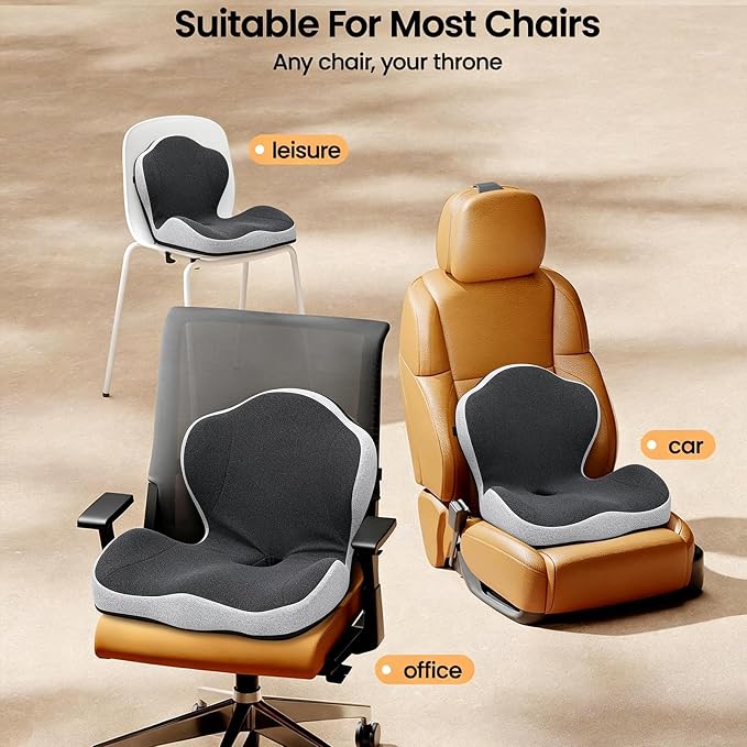 Dual-Layer Memory Foam Car Seat Cushions for Driving, with Lumbar Support | Ergonomic Truck Seat Cushion & Office Chair Cushion for Wheelchair, Gaming Chair & Sofa,Memory Foam Seat Cushion - Image 9