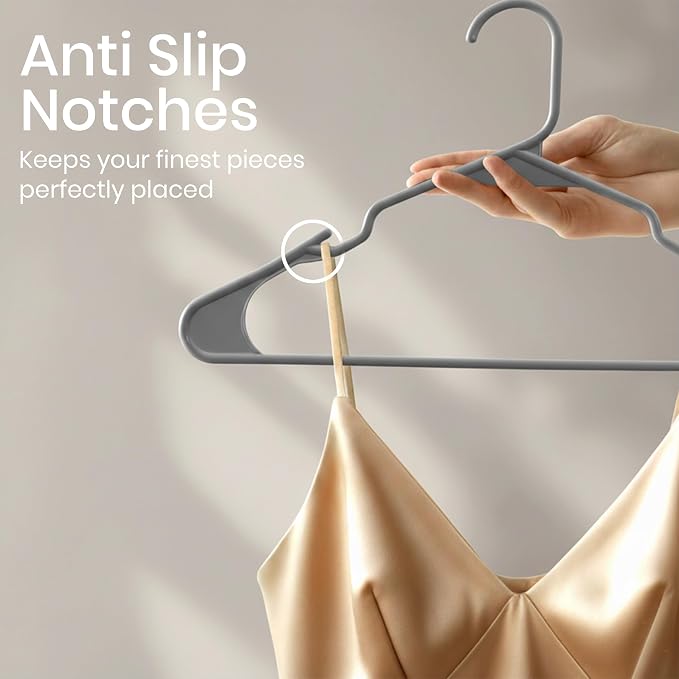 Utopia Home Plastic Hangers 100 Pack – Space Saving Clothes Hanger Grey | Durable & strong | Closet organizer & storage | Ideal for apartments, dorms & stocking stuffers - Image 3
