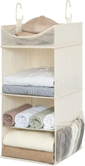 StorageWorks 3-Shelf Hanging Closet Organizer with Half Compartment, Ivory | Add More Storage to Small Closets with 3 Shelves, a Side Pocket and Half Compartment, Ideal for Bedrooms, Dorms and RVs. by StorageWorks
