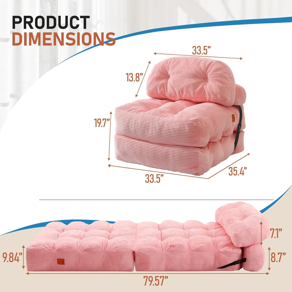 Folding Sofa Bed, Convertible Sleeper Chair with Back Support and Pillow - Image 2