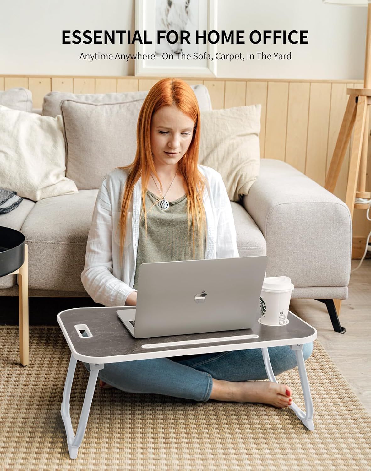 Foldable Lap Desk, Bed Desk, Bed Table & Laptop Stand w/Cup Holder - Image 4