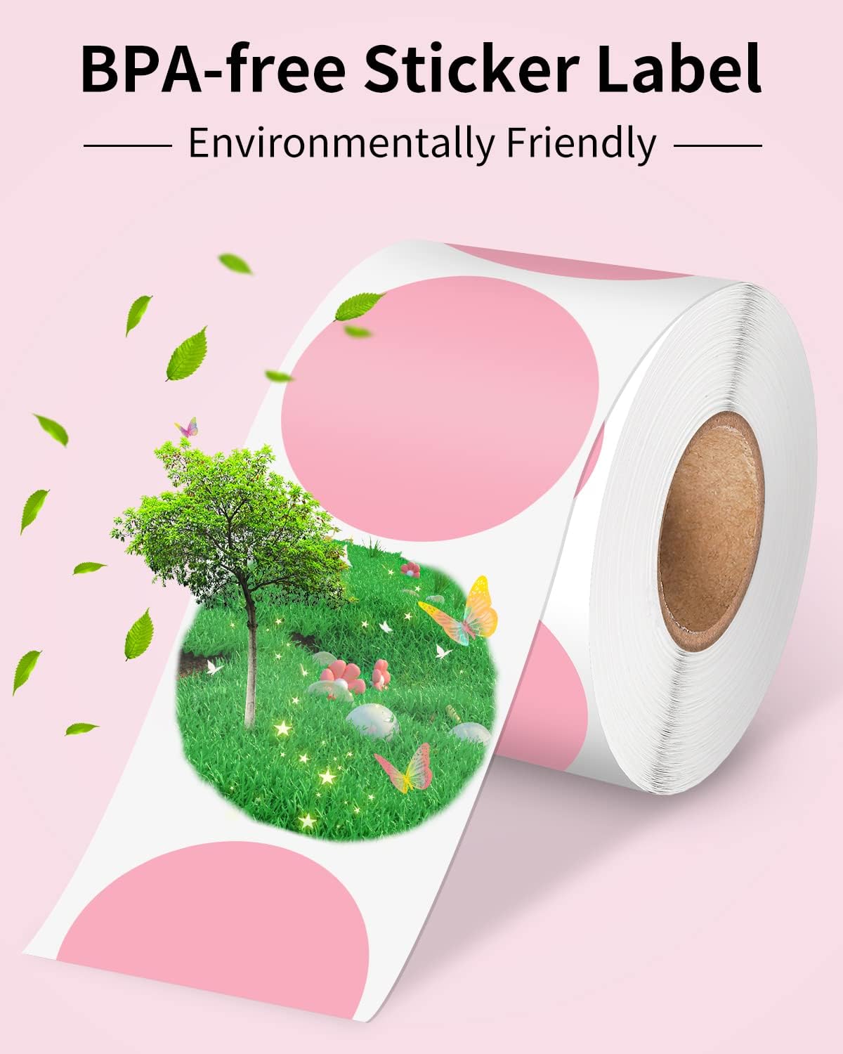 Phomemo Genuine 2” Pink Circle Thermal Labels, 2x2 Self-Adhesive Round Sticker Label, Circular Direct Labels Compatible with Phomemo Shipping Labels Printer, 750 Labels/Roll, White,Commercial Grade - Image 6