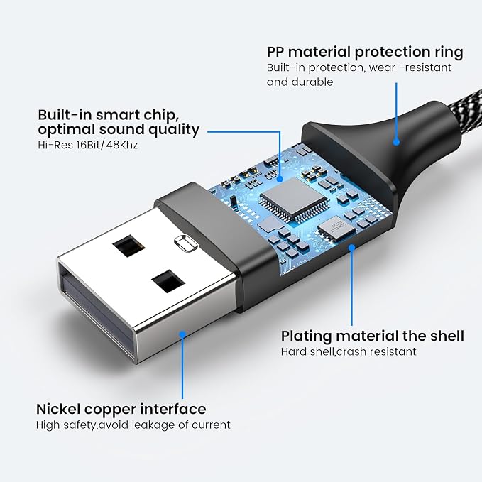 MOSWAG USB to Audio Jack Adapter 0.65Feet/20cm,External Sound Card Jack Audio Adapter with 3.5mm Aux Stereo Converter Compatible with Headset,PC,Laptop,Linux,Desktops,PS4 and More Device - Image 6